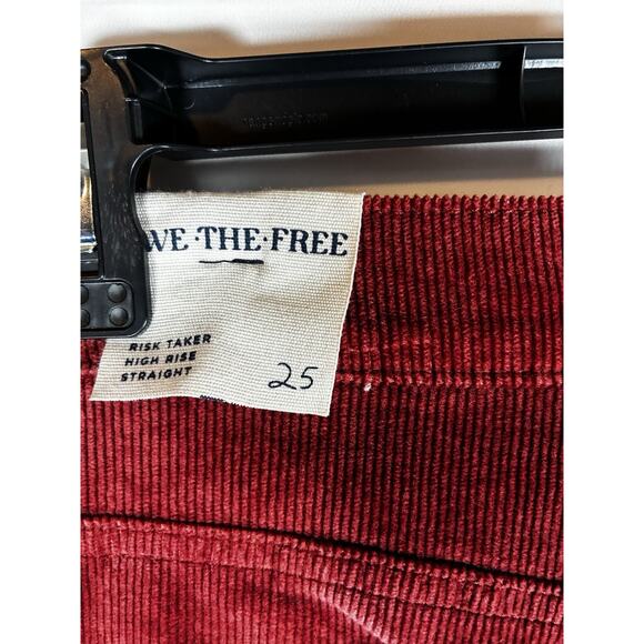 NWT Free People Women's Corduroy Pants Red Straight 25 Risk Taker High Rise - Picture 4 of 10